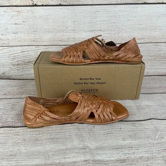 Bed Stu Lauren 2 Womens Sz 7 Huarache Sandals Tan DD Leather - Picture 2 of 11